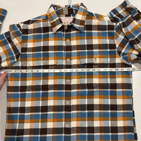 Filson Mens Vintage Flannel Work Shirt Brown Cream Ochre Blue Plaid Size M NWOT - Picture 7 of 10